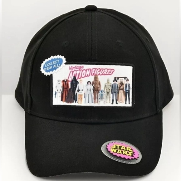Disney Accessories - Disney STAR WARS 45 Vintage Action Figures Black Baseball Hat ADULT One Size